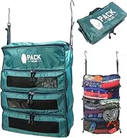 Pack Gear Suitcase Organizer | Pack More in your Large or Carry On Luggage | Unpack Instantly with these Compression Packing Cubes for Suitcases | Hanging Shelf Organizer for Closet (Green) (Medium)