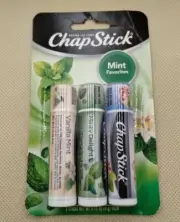 CHAPSTICK 3-PC MINT FAVORITES WITH PEPPERMINT, MINTY DELIGHT & VANILLA MINT, NEW
