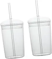 UTHCLO Glass Water Cup Straw Large Capacity Beverage Drinking Cup Straw for Office Family Restaurant