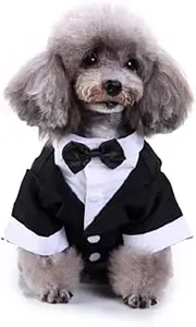 Party Dog Tux Holiday Wedding Special Occasions Tuxedo Outfits for Dogs and Cats (Black, XL)