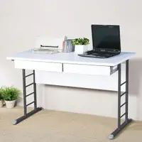 在飛比找樂天市場購物網優惠-馬克120cm書桌-白色加厚桌面(附抽屜x2)❘電腦桌/書桌