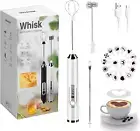 Rechargeable Milk Frother, 3-Speed Electric Handheld Frother for Coffee with 2