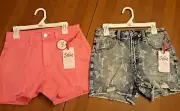 Justice Girls denim shorts set of two size 14 pink and blue New with Tags