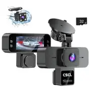 3 Channel Dash Cam Front and Rear Inside, 2k Dash Camera for Cars,Included 32...