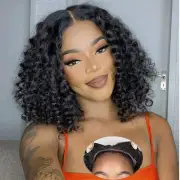 Wear and Go Glueless Bob Wig Human Hair Pre Plucked Pre Cut 13x4 Deep Curly L...