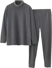 [RAFYZY] Men's Base Layer Set Long Sleeve Turtleneck Thermal Underwear Long Fleece Top and Bottom Set L-3XL