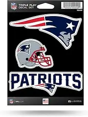 Rico Industries NFL New England Patriots Triple Play Decal Set 5" x 7" (3 Decals)