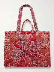 [CALL IT BY YOUR NAME] CALL IT BY YOUR NAME - Cabas Maxi Embroidered Quilted Patchwork Printed Cotton Tote - One size One size Red
