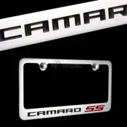 CHEVROLET CAMARO SS Chrome Brass Metal License Plate Frame with Chrome Caps