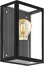 Eglo Outdoor Wall lamp Alamonte 1, Vintage Outdoor Light Fixture, Front Door lamp Made of galvanised Steel, Black, Clear gkass, E27 Socket, IP44