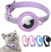 Airtag Cat Collar, Leather Airtag Collar Cat, Reflective Adjustable GPS Cat C...