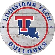 KH Sports Fan Louisiana Tech Bulldogs Weathered Circle Sign, 20x20 Inches, Bulldogs Decor for Dorm Room, Fan Cave, Living Room; Display Your Team Spirit with This Louisiana Tech Bulldogs Wall Art