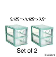 Desktop Drawer Organizer Mini Set of 2 Tier Plastic turquoise Rattan Look Storag