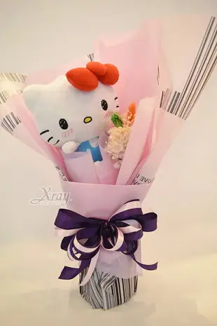 Hello kitty 乾燥花束，hello kitty/Sanrio/情人節花束/乾燥花/不凋花/頒獎/畢業花束/亮燈花束/情人節禮物/送禮/捧花/節慶/婚禮小物/生日禮物/交換禮物/告白/求婚，X射線【Y062967】