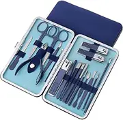 Nail Clippers Set Manicure Set, N In 1 Ultra Sharp Sturdy Nail Clippers Sets,Manicure Kit for Women,Professional Nail Care Tools for Fingernails & Toenails,Pedicure Kit with Portable Styl... (Blue 18 in 1)