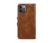 C50 Brown Smartphone Cover Snap Button Credit Card Holder Leather Bumper Flip Type Protective Shell for Iphone 13ProMax Case