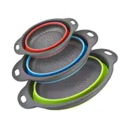 Silicone Colander Collapsible Strainers Set for Kitchen- 3 Pack (3Qt, 4Qt, 5Q...