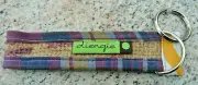 Diengie Designs Burlap Fabric Art Key Chain Loop Hand Made Purple Blue New