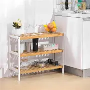 Smartlink 3 tier Natural solid wooden shoe rack cabinet storage Organiser Stand Shelf