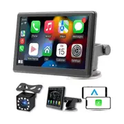 Portable Wireless Carplay Screen Dash Mount, 7 Inch Touch Screen Car Stereo Bluetooth, FM Car Radio Black