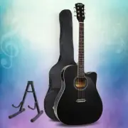 41" Electric Acoustic Guitar Classical Wooden W/ Bag Capo EQ Picks Stand Black