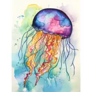 Jellyfish Swimming Modern Folk Art Watercolour Canvas Poster Print Picture Art