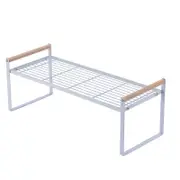 Catzon Countertop Organizer Shelf with Wood Handle for Kitchen Bathroom-White