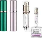 Travel Perfume Refillable Bottle Atomiser - 2-Pack 5ML ANTOKX Perfume Atomiser, Pocket Perfume Dispenser, Scent Pump Case, Leakproof Portable Perfume Sprayer for Women and Men (Green & Pink)