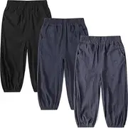 [GFQLONG] Baby Boys Girls Soft Summer Solid Color Hippie Harem Pants Elastic Waist Casual Trousers Cargo Long Bloomers