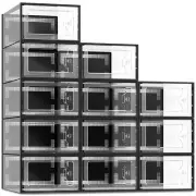 12 Pack Shoe Storage Box, Clear Plastic Stackable Shoe Organizer for Closet