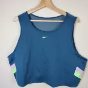 Nike Women's Sports Bra 3X Green Dry Fit Tight Fit Mech Back Crop Top Plus Size