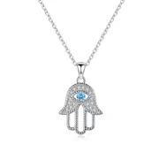 Sterling Silver Evil Eye Hamsa Pendant Necklace