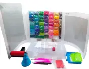 Freestyle Diamond Art Kit- Blank Canvas, Colored Drills, Tools, Storage Box