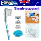 Shower Brush Bath Washer Exfoliating Long Handle Body Brush Back Scrubber 5 Head