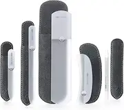 GERMANIKURE Gray Glass Nail File Set in Suede Cases – Handmade in Czech Republic – Professional Manicure & Pedicure Supplies – Glass Cuticle Stick, Pusher, Callous Remover
