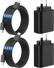 45W Fast Charger Type C, 2 Pack USB C Android Phone Charger Cord PD/PPS Wall Charger Block with 6.6FT Rapid Cargador for Samsung Galaxy S24/S23 Ultra/S23/S22+/S20 Ultra/Note 10 Plus, for Galaxy Tab