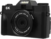 Bewinner Mirrorless Digital Camera with 6K Video Recording, 64MP Sensor, 16X Zoom, Autofocus, Flip Screen, WiFi Transfer, Compact Vlogging Camera for Photography (Black)