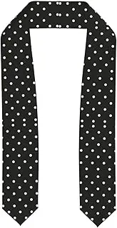 [WURTON] Black And White Polka Dot Print Unisex Adult Graduation Stole Class Of 2024 Polyester Shawl Stole With Trim Honor
