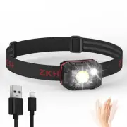 Headlamp Rechargeable, Motion Sensor Head Lamp, Head Lights for Forehead with...
