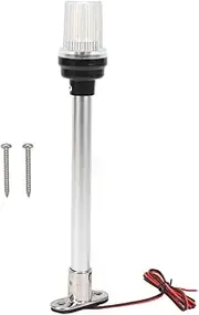 12in Boat Anchor Light, 63 LEDs Fold Down Boat Stern Light, 3NM Visibility, Stainless Steel Base and Aluminum Pole, 360 Degree All Around Navigation Anchor Light for Yacht Ships
