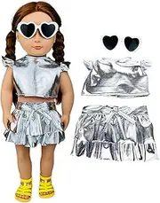 [Fengyue] Doll Metallic Shiny Skater Shirt Dress Set