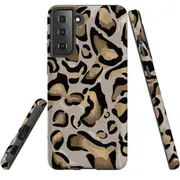For Samsung Galaxy S21 FE Case Armour Cover, Leopard Pattern