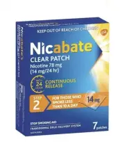 Nicabate Clear Patch Quit Smoking Step 2 14mg 7 Patches Best-Buy! Free Postage!