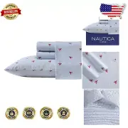 Full Nautical-Themed Cotton Percale Sheet Set - Machine Washable Convenience