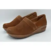 Born Womens Size 10 Bailie Suede Glazed Ginger Brown Closed Back Clogs Shoes