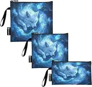 Wolf Blue Silver Cloud Snack Sandwich Bags Reusable Washable Food Storage Bags with Zipper for Students (Set of 3: S/M/L)