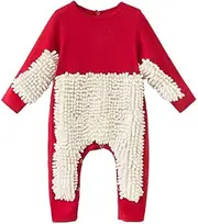 [Generic] Baby Crawling Mopping Clothes Safe Ingredients High Cleaning Effect Stable Fixation Scratch-Proof Cotton Romper Clothes, Red + 73