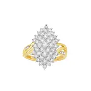 9ct Gold Diamond Fancy Marquise Shape Cluster Ring