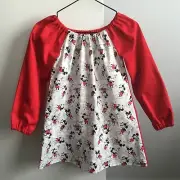 Handmade Cotton Art Smock ~ Size 5-7 ~ Mickey Mouse Print