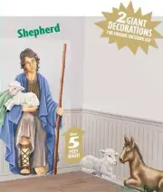 SHEPHERD animal Scene Setter Christmas party wall BACKDROP holy manger nativity